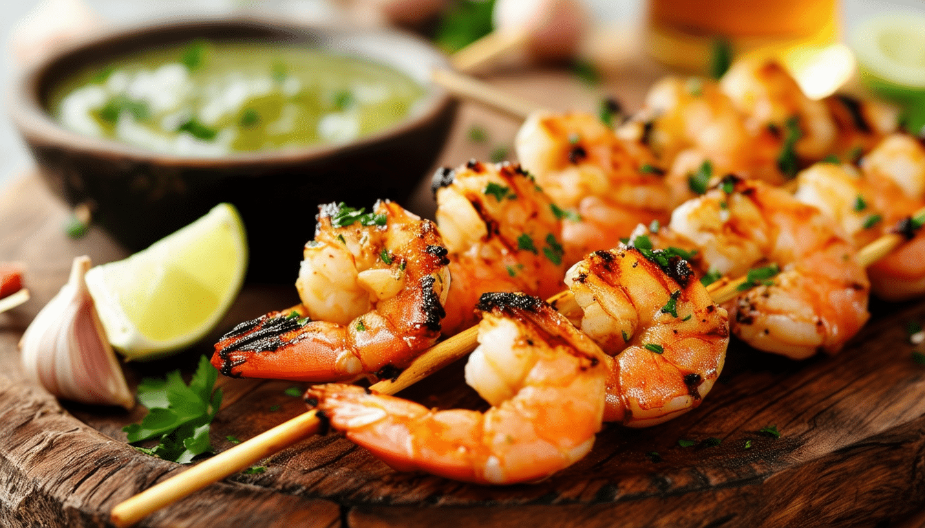 découvrez notre recette irrésistible de brochettes de crevettes grillées, accompagnées d'une savoureuse sauce à la bière. idéales pour vos barbecues d'été, ces brochettes allient croustillant et goût délicat, parfaites pour ravir vos invités!