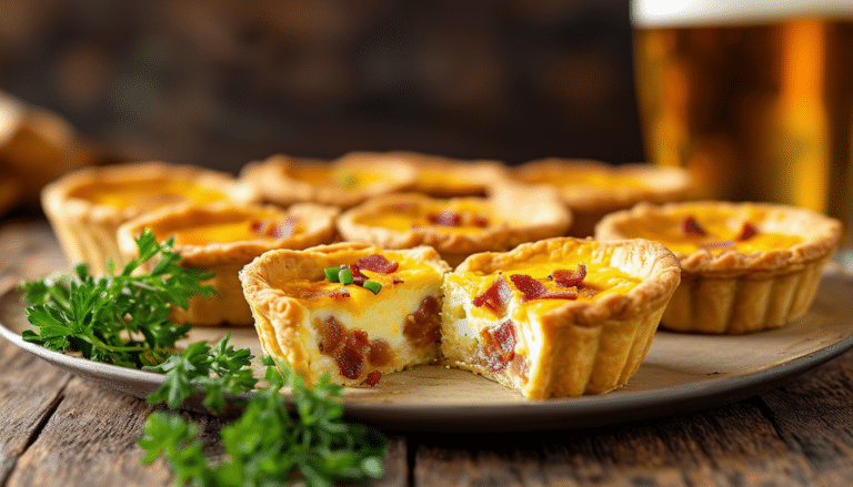 découvrez notre délicieuse recette de mini quiches lorraines, idéale pour accompagner votre bière. faciles à préparer, ces petites bouchées savoureuses raviront vos invités lors de vos soirées ou apéritifs.