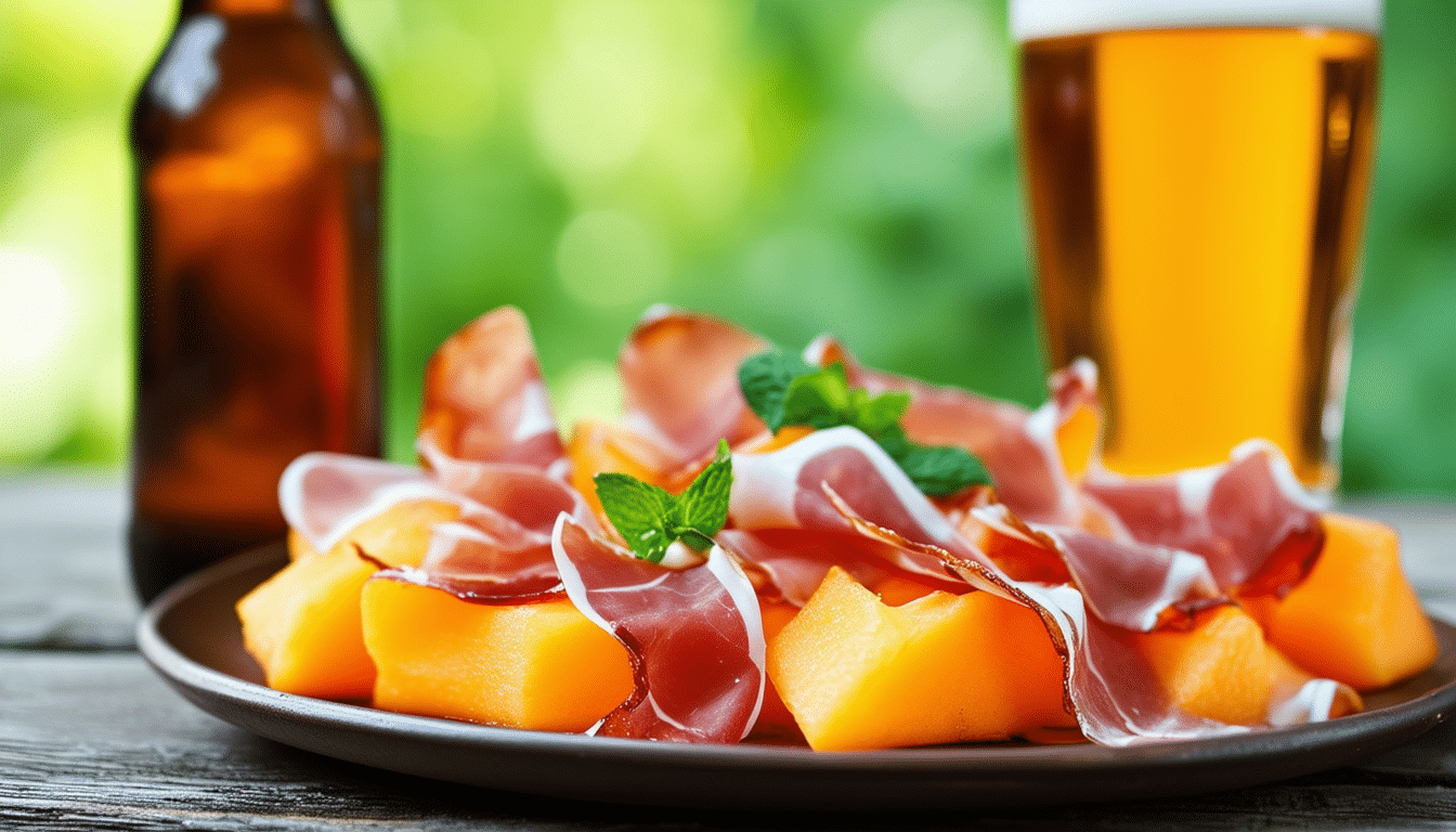 découvrez l'harmonie délicieuse entre les bouchées de melon juteux et le jambon cru savoureux, un accord parfait pour accompagner votre bière fraîche et rehausser vos moments de convivialité. un mélange de fraîcheur et de saveurs qui ravira vos papilles !