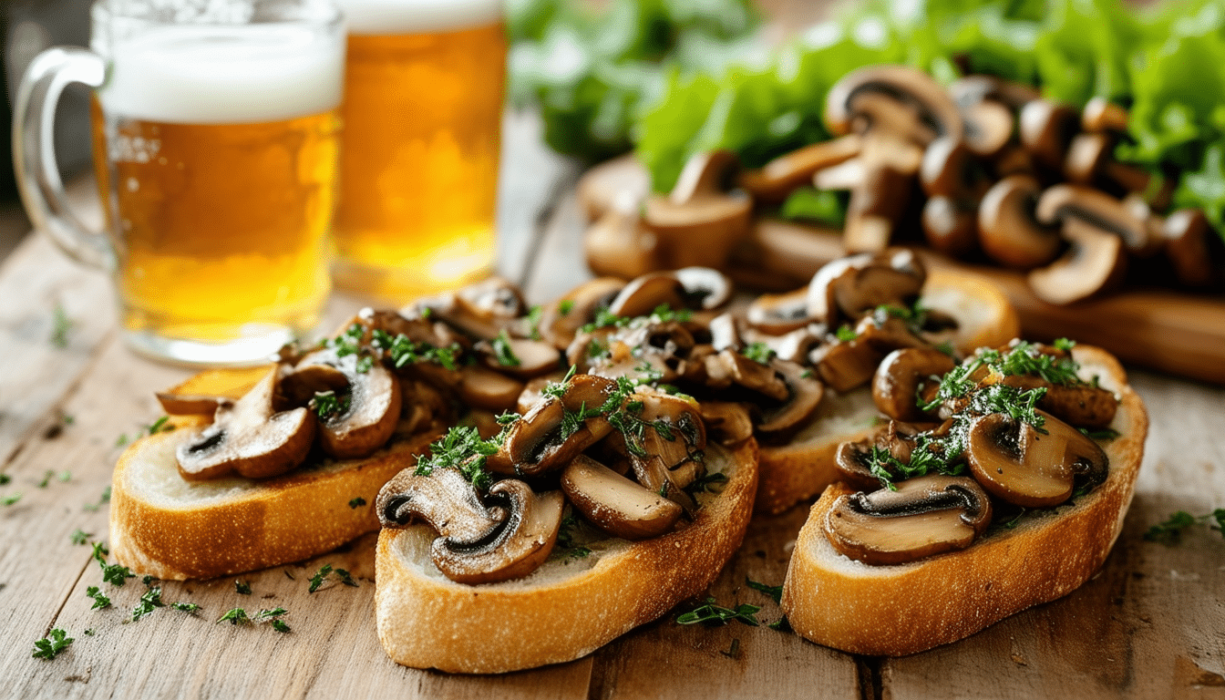 découvrez notre recette facile de bruschettas aux champignons sautés à la bière. un plat savoureux qui allie le croustillant du pain à la richesse des champignons, le tout rehaussé d'une touche de bière. parfait pour un apéritif ou un dîner convivial !