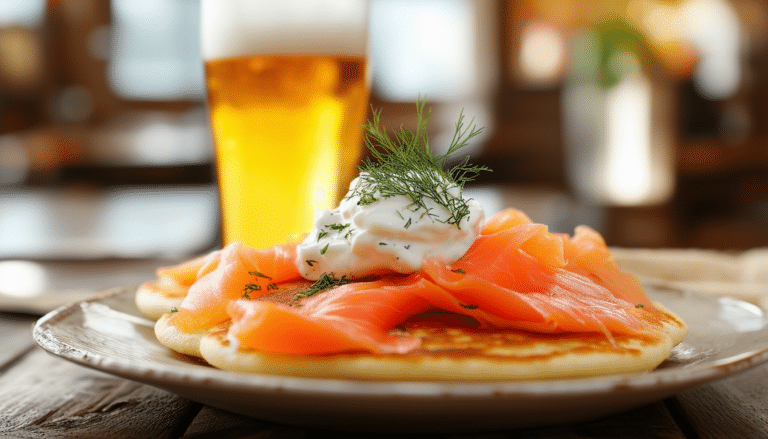 découvrez comment préparer des blinis savoureux au saumon fumé et crème fraîche, accompagnés d'une délicieuse bière blanche. suivez notre recette simple pour régaler vos invités lors de vos apéritifs.
