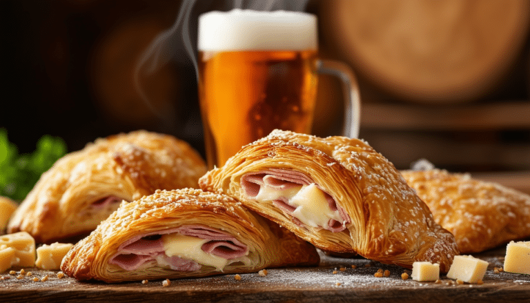 découvrez nos feuilletés au fromage et jambon, une délicieuse alliance de saveurs parfaite pour accompagner votre bière. idéaux pour un apéritif réussi, ces petits délices croustillants raviront vos invités et feront de vos soirées un moment inoubliable.
