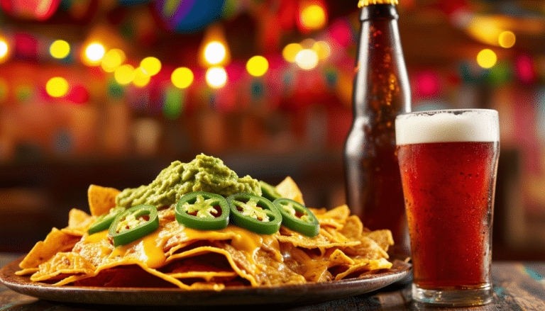 découvrez nos nachos croustillants accompagnés de guacamole crémeux et de salsa épicée, le tout sublimé par une bière mexicaine rafraîchissante. un délice incontournable pour vos soirées entre amis !