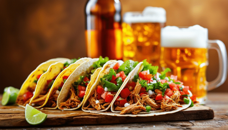 découvrez nos délicieux tacos au poulet miniatures, l'aperitif idéal à accompagner avec une bière mexicaine. parfait pour vos soirées entre amis, ces bouchées savoureuses allient le goût épicé du poulet aux saveurs authentiques de la bière, pour une expérience culinaire inoubliable.