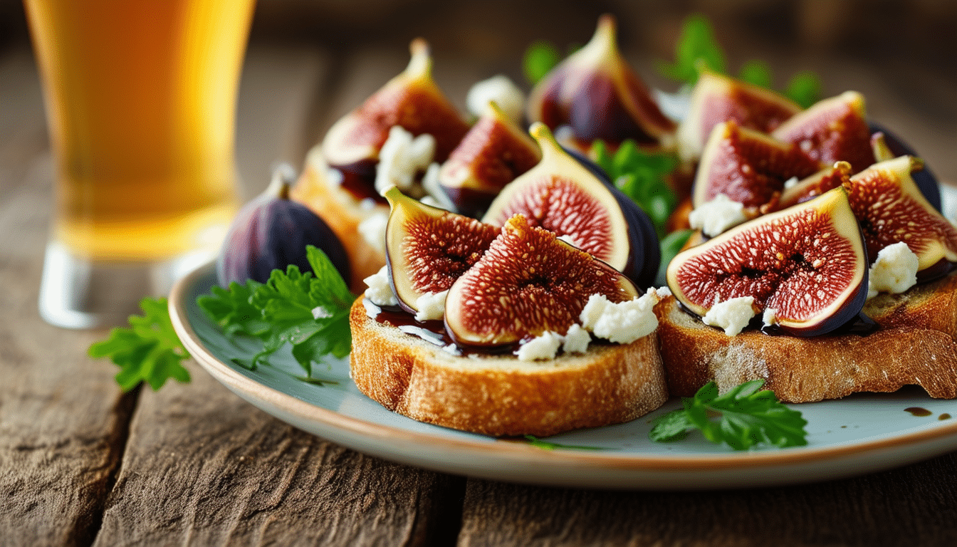 découvrez la recette délicieuse des bruschettas aux figues et fromage de chèvre, un mariage savoureux qui s'accorde parfaitement avec une bière blonde. idéal pour vos apéritifs, ce plat allie douceur et caractère pour ravir vos papilles.